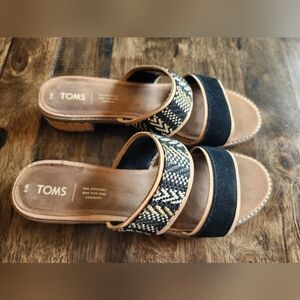 TOMS Women's Black Suede Slip On Sandal